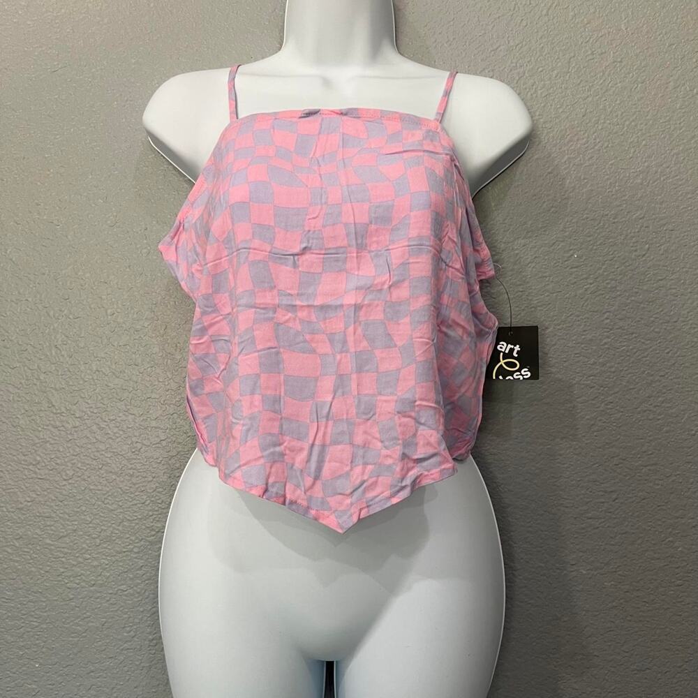 Pink and light purple checkered crop top